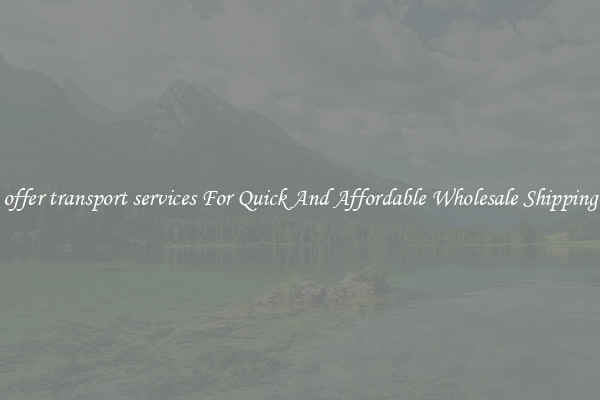 offer transport services For Quick And Affordable Wholesale Shipping