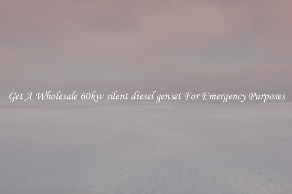 Get A Wholesale 60kw silent diesel genset For Emergency Purposes