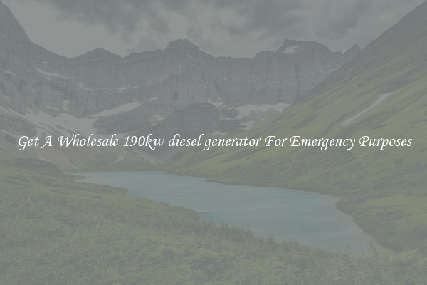 Get A Wholesale 190kw diesel generator For Emergency Purposes